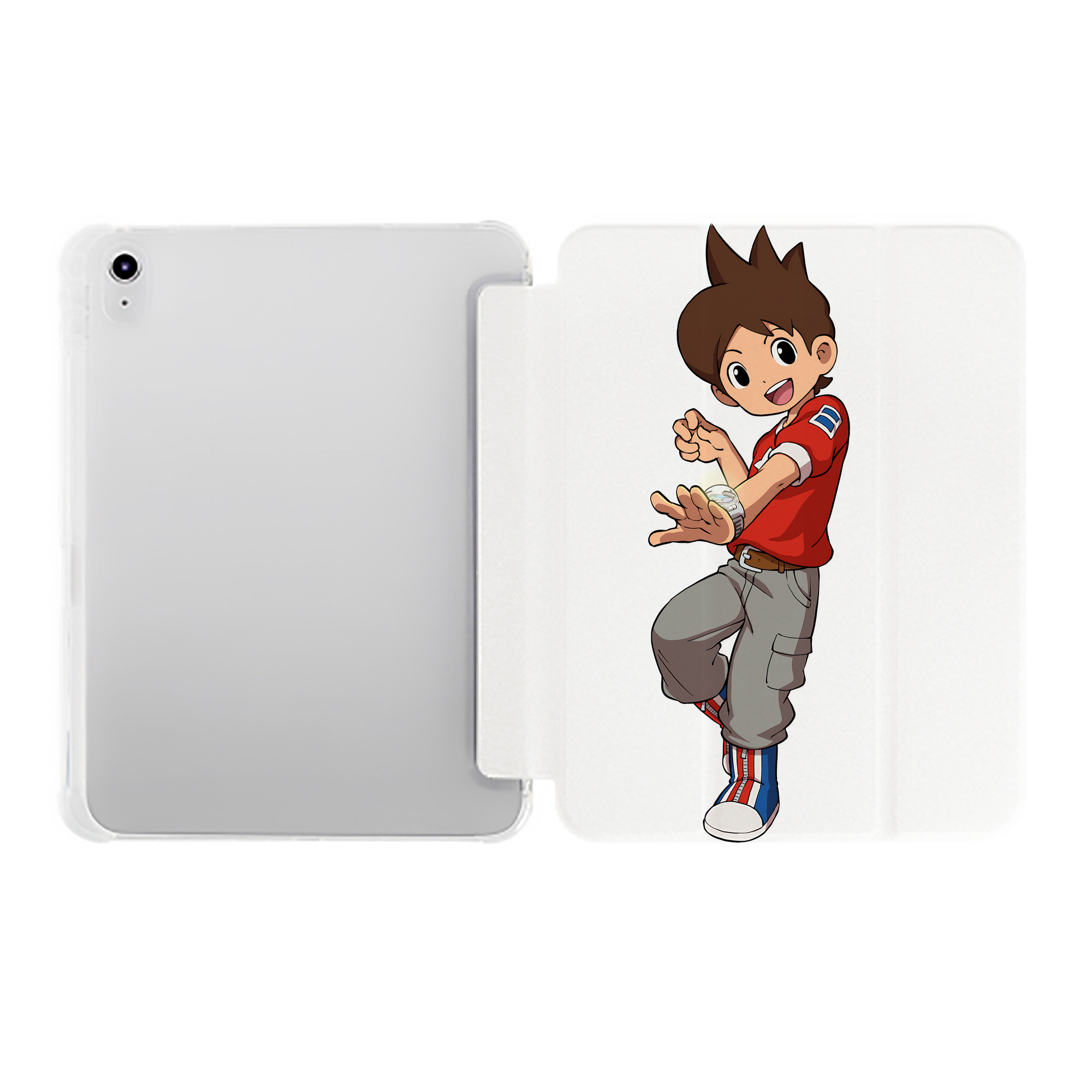 （画像用） 妖怪ウォッチ Yo-kai Watch IPad ケース ペン収納付き 三つ折りスタンド PUレザー×シリコン 対応機種9.5/10.5/10.9インチ
